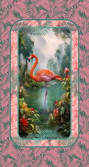 Flamingo Grace - Deco Plume Lagoon 24"x 44" - Panel