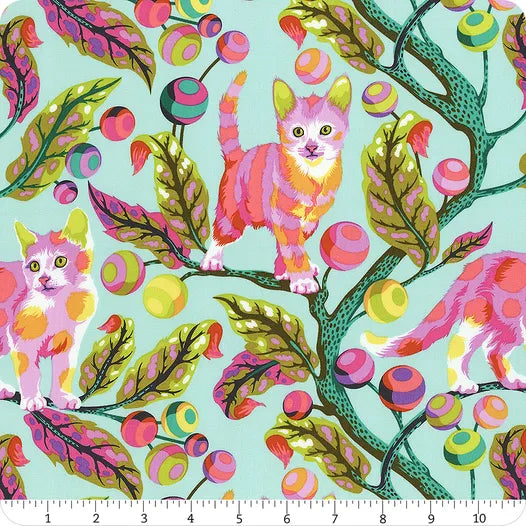 Tabby Road Deja Vu Technomint Disco Kitty Fabric