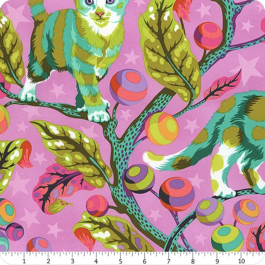 Tabby Road Deja Vu Electroberry Club Kitty Fabric