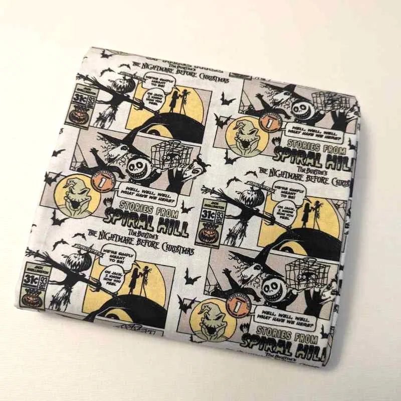 Nightmare Before Christmas Creepy Comics White Fabric