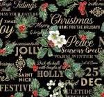 Christmas Rodeo Season's Greetings Black Fabric