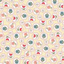 Vintage Flora Honeycomb Flower Yellow Fabric