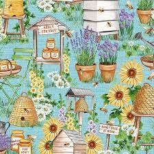 Bee Culture Busy Bee Farm Blue Fabric