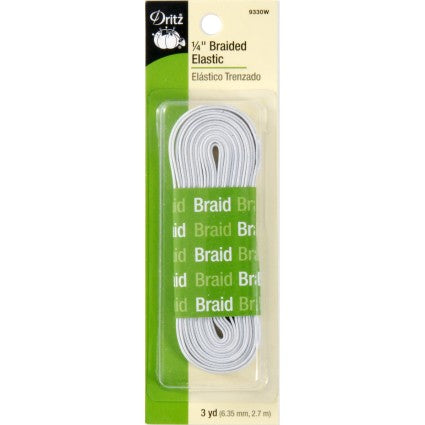 1/4" White Braided Elastic 3 Yard Package