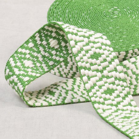 Ethnic Webbing 1.5" Green & White