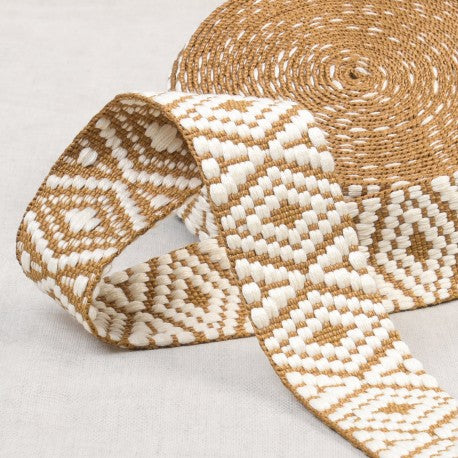 Ethnic Webbing 1.5" Beige & White