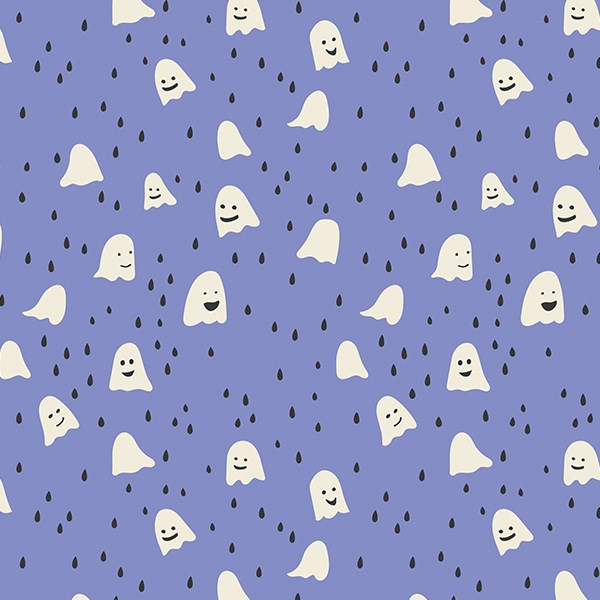 Ghost Town Ghosts Blue Fabric