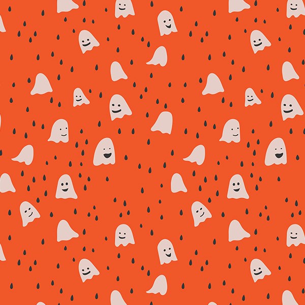 Ghost Town Ghosts Orange Fabric