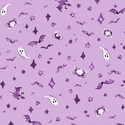 Little Darlings Halloween - Halloween Mini Motifs - Purple - Yardage