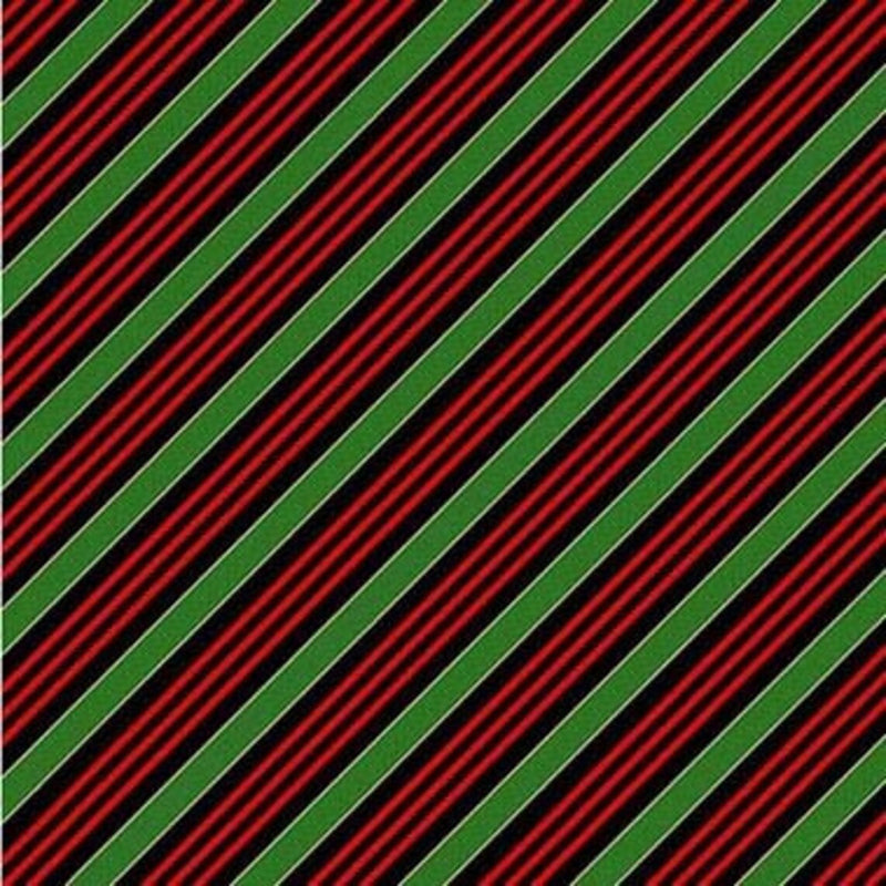 Christmas Rodeo Diagonal Candy Stripe Black Fabric