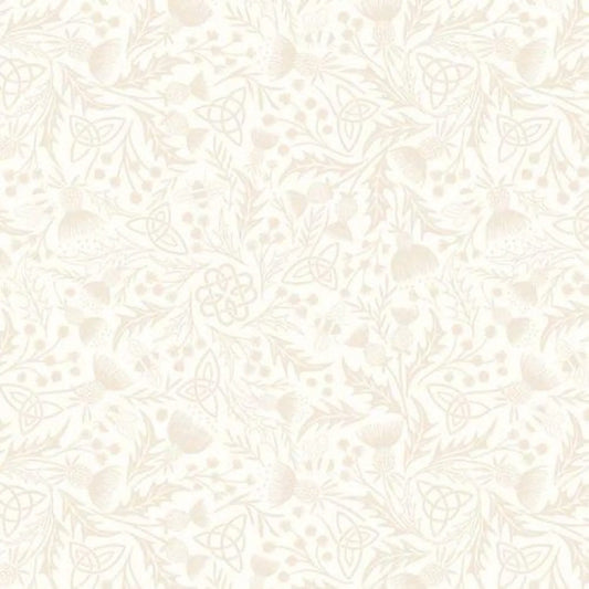 Tiny Tonals Celtic Knot and Thistle Cream on Cream Yardage