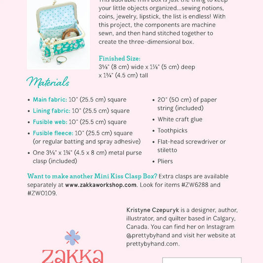 Mini Kiss Clasp Box Kit (include Metal Gold Purse Clasp) - Pattern