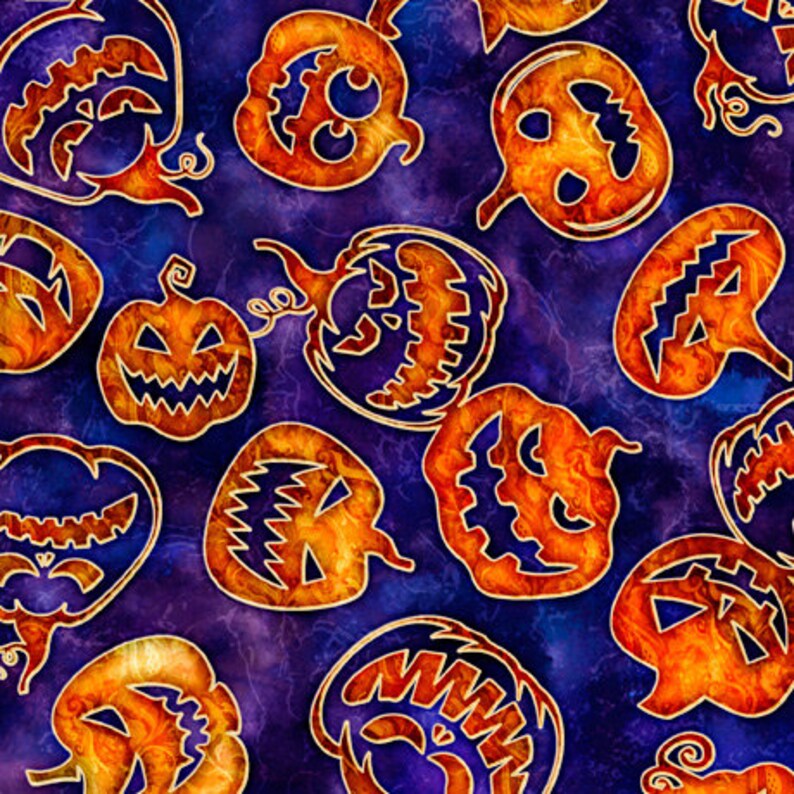 Wicked Pumpkin Toss Purple Fabric