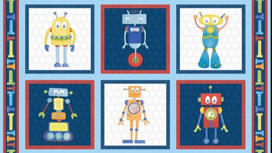 Apha-Bots Robots in Blocks Panel 24" x 43"