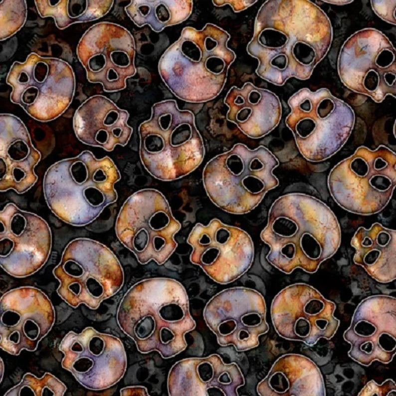 Wicked Skulls Black Fabric