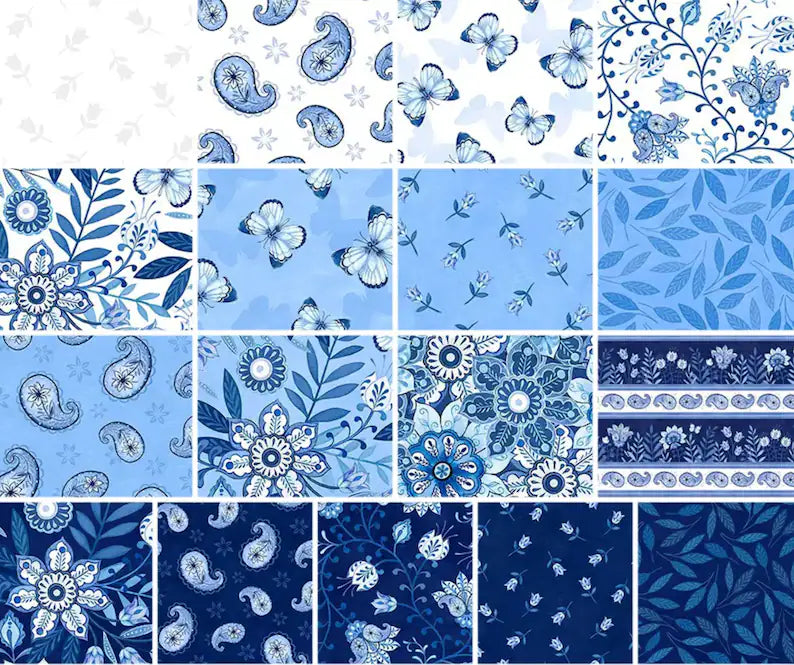 Blooming Blue 5 Karat Crystals 42 - 5" Squares