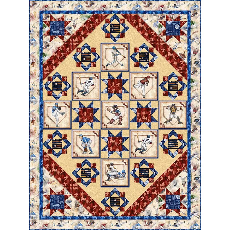 Bases Loaded Baseball Quilt Kit 53"x71"