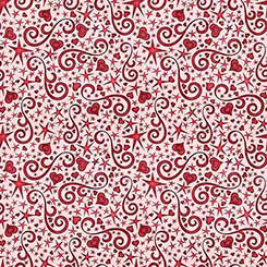 Hearts & Hugs  - Pink Hearts & Scroll - Yardage