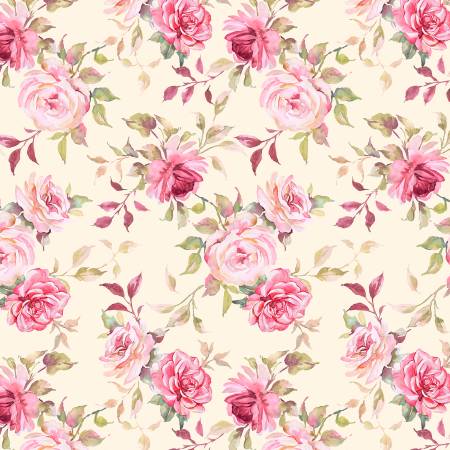 Yours Truly - SHABBY FLORAL CREAM - Yardage