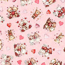 Hearts & Hugs  - Bears & Hearts Toss Pink - Yardage