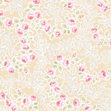 Yours Truly - Floral Vine Allover  Beige - Yardage