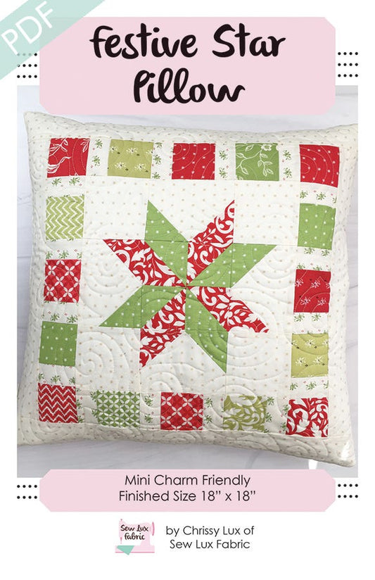 Festive Star Pillow 18" x 18" - Quilt Kit