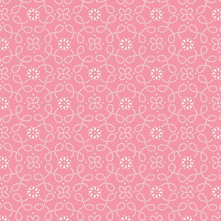Yours Truly - Dotted Scrolls Pink - Yardage