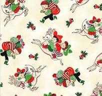 Christmas Rodeo Giddyup Reindeer Cream Fabric