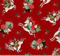 Christmas Rodeo Giddyup Reindeer Burgandy Fabric