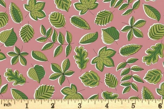 Autumn Woodland - Leaf Flutter A - Rose - Yardage