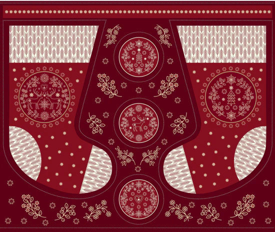 Saariselkä - Dark Red 36x42" Stocking Fabric Panel