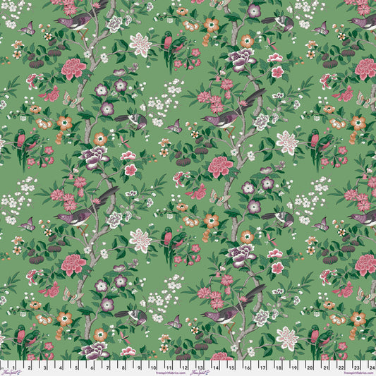 Water Garden Chinoserie Hall Green Fabric