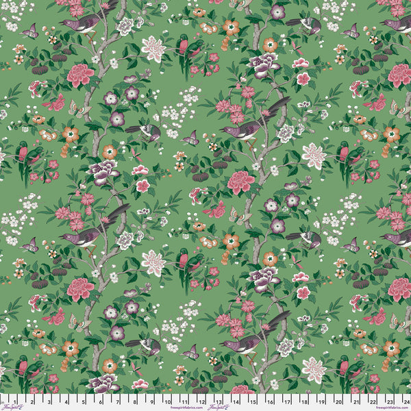 Water Garden Chinoserie Hall Green Fabric