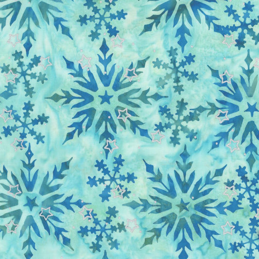 Sparkly Christmas Batik - Star of Bethlehem - Mint Green - Yardage