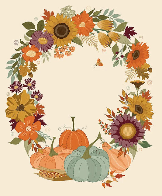 The Awe of Autumn - PANEL - Wreath - CREAM