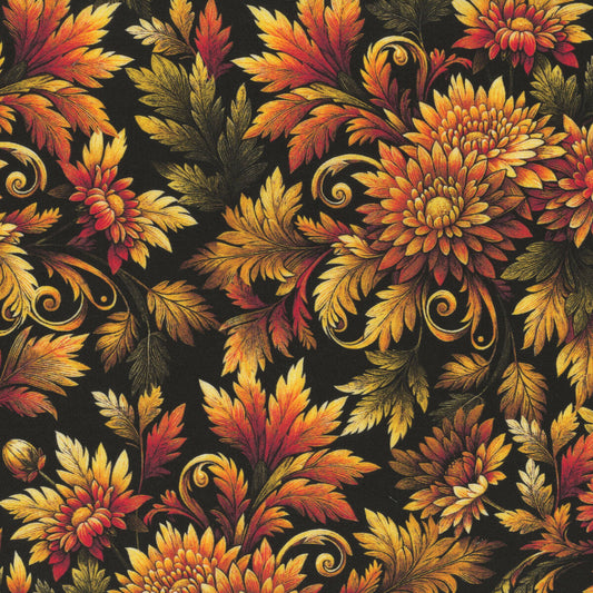 Autumn Cats - Splendor - Black/Spice - Yardage