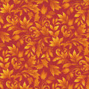 Autumn Cats - Leaf Spray -  Orange - Yardage