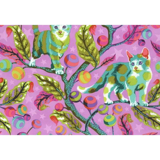 Tabby Road Deja Vu Electroberry Club Kitty Fabric