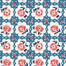 Jubilant - Roses on Doilies - Blue - Yardage