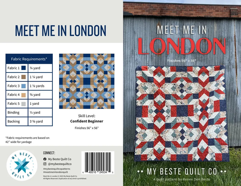 Meet Me In London 56" x 56" Quilt Pattern