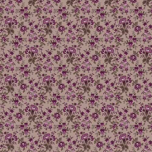 Blackberry Bramble - Small Floral - Gray - Yardage