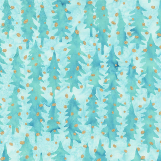 Sparkly Christmas Batik - Christmas Trees - Mint - Yardage