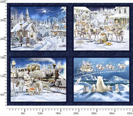 Here Comes Santa (4 pictures) Panel 36 x 44" 3 Wishes