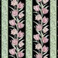 Evelyn's Etched Tulips Stripe Black 24" Panel