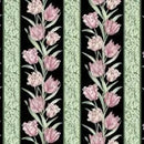 Evelyn's Etched Tulips Stripe Black 24" Panel