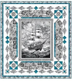 Sea Worthy (Grey Colorway) Ocean Blues Quilt Kit QT 69 x 75
