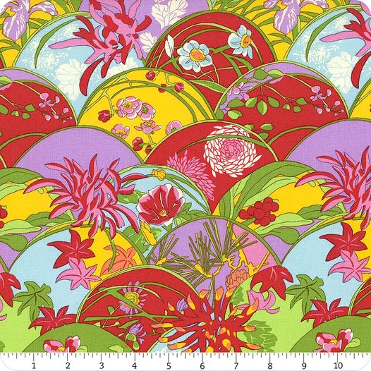 Multi Floral Fans || Temple Garden Yardage