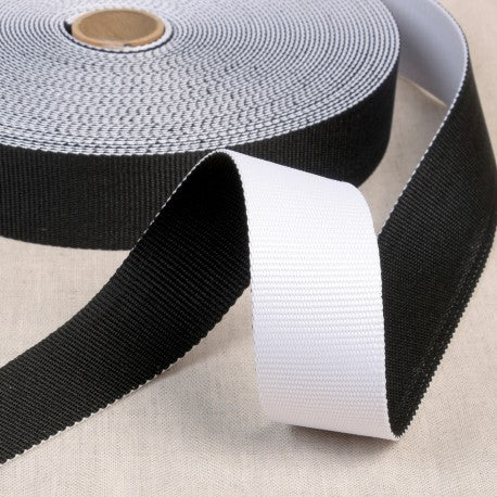 Poly Two-Color Reversible Webbing 1.5" Black & White