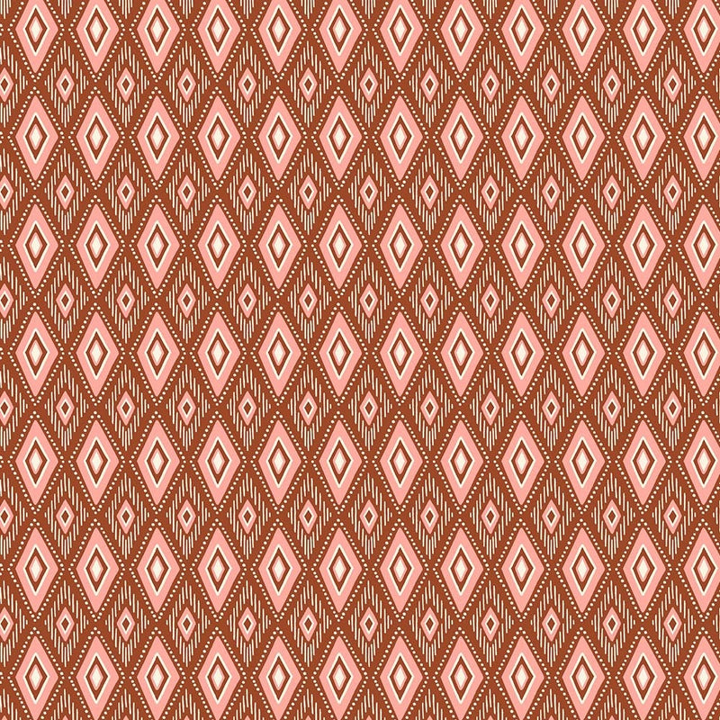 Desert Sunrise Woven Diamonds Rust Fabric