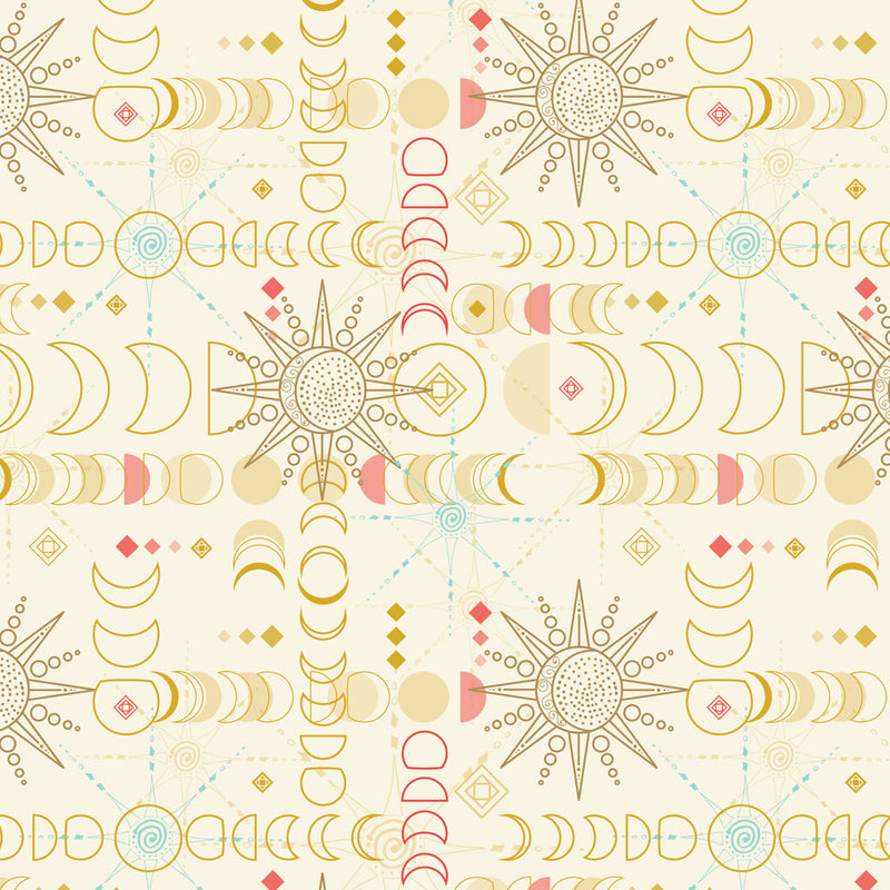 Mystical Sunshine Digital Equinox Cream Fabric